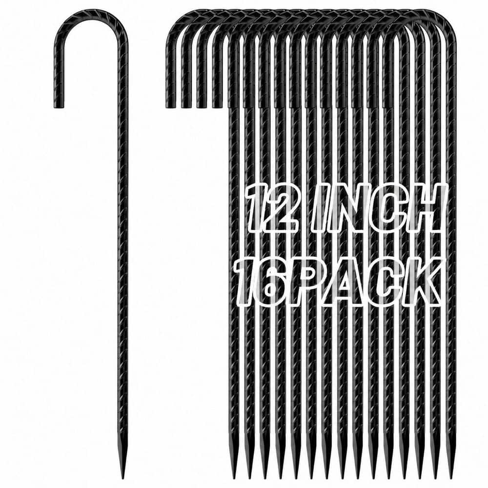 12 Inch Black Coated Steel Solar J Hook Ground Stake Heavy Duty Rust Resistant Tent Garden Anchor 16 Pack price history on PriceWatchPro