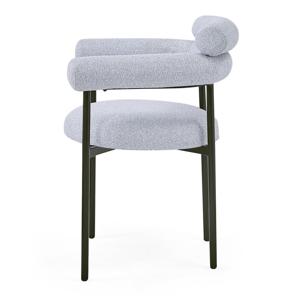 Gray Upholstered Metal Armchair Set with Low Slat Back