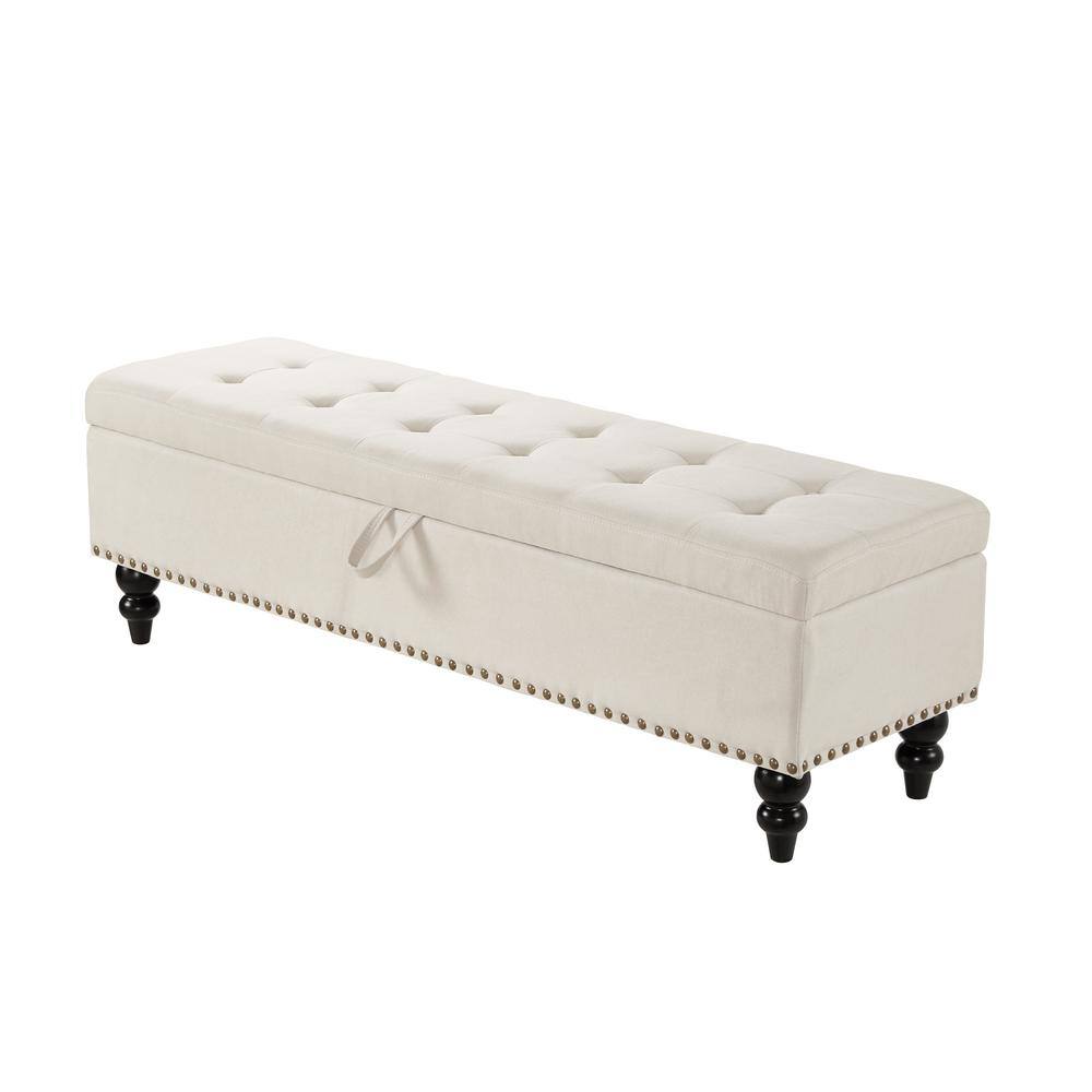 Harper & Bright Designs Beige Tufted Storage Bedroom Bench, Entryway