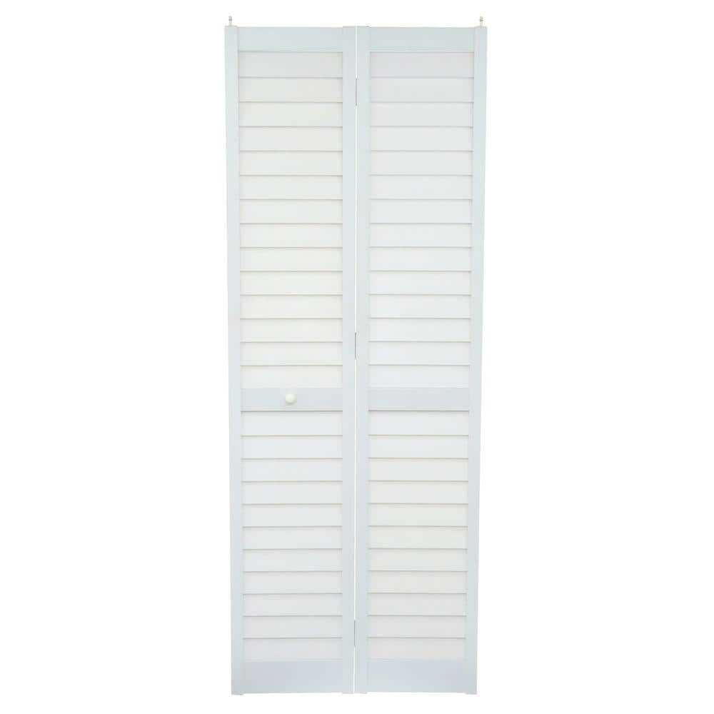Home Fashion Technologies 30 in. x 80 in. 3 in. Louver/Louver White PVC ...
