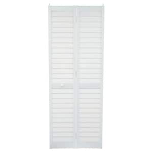 30 in. x 80 in. 3 in. Louver/Louver White PVC Composite Interior Bi-Fold Door