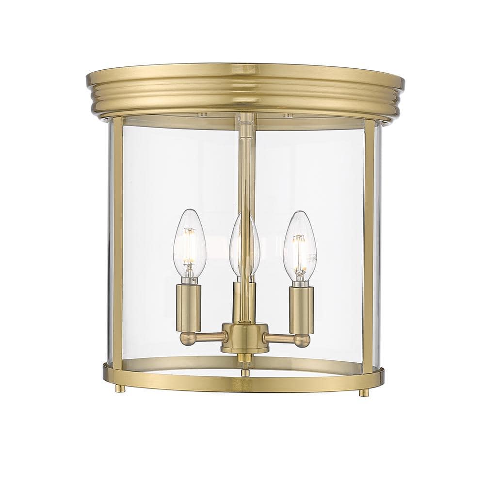 Thayer 13 in. Luxe Gold Integrated LED Flush Mount with Clear Glass Shade (