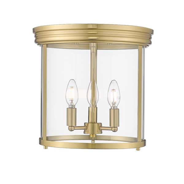 Unbranded Thayer 13 in. Luxe Gold Integrated LED Flush Mount with Clear Glass Shade (1-Pack)