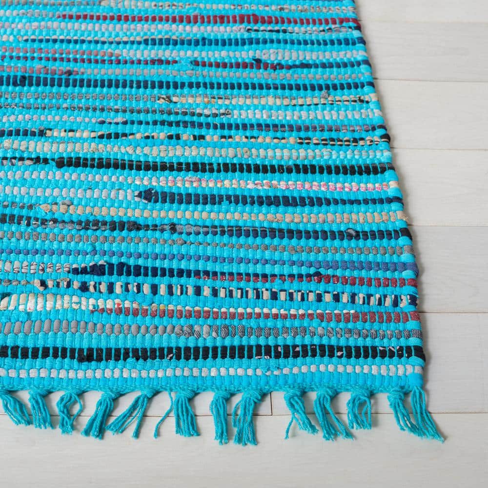 Handmade Light Blue Cotton Flat Woven Area Rug, 4' x 6'