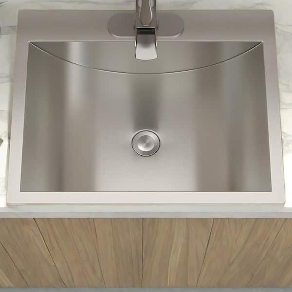 21 in. Drop-in Stainless Steel Bathroom Sink in (Gray) Brushed Nickel with Pop Up Drain