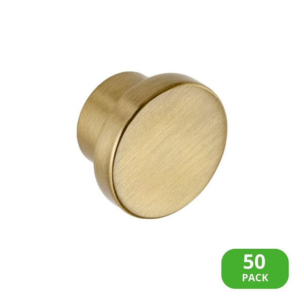 50-Pack Ethan 1-1/4 in. (32 mm) Modern Satin Brass Round Cabinet Knob