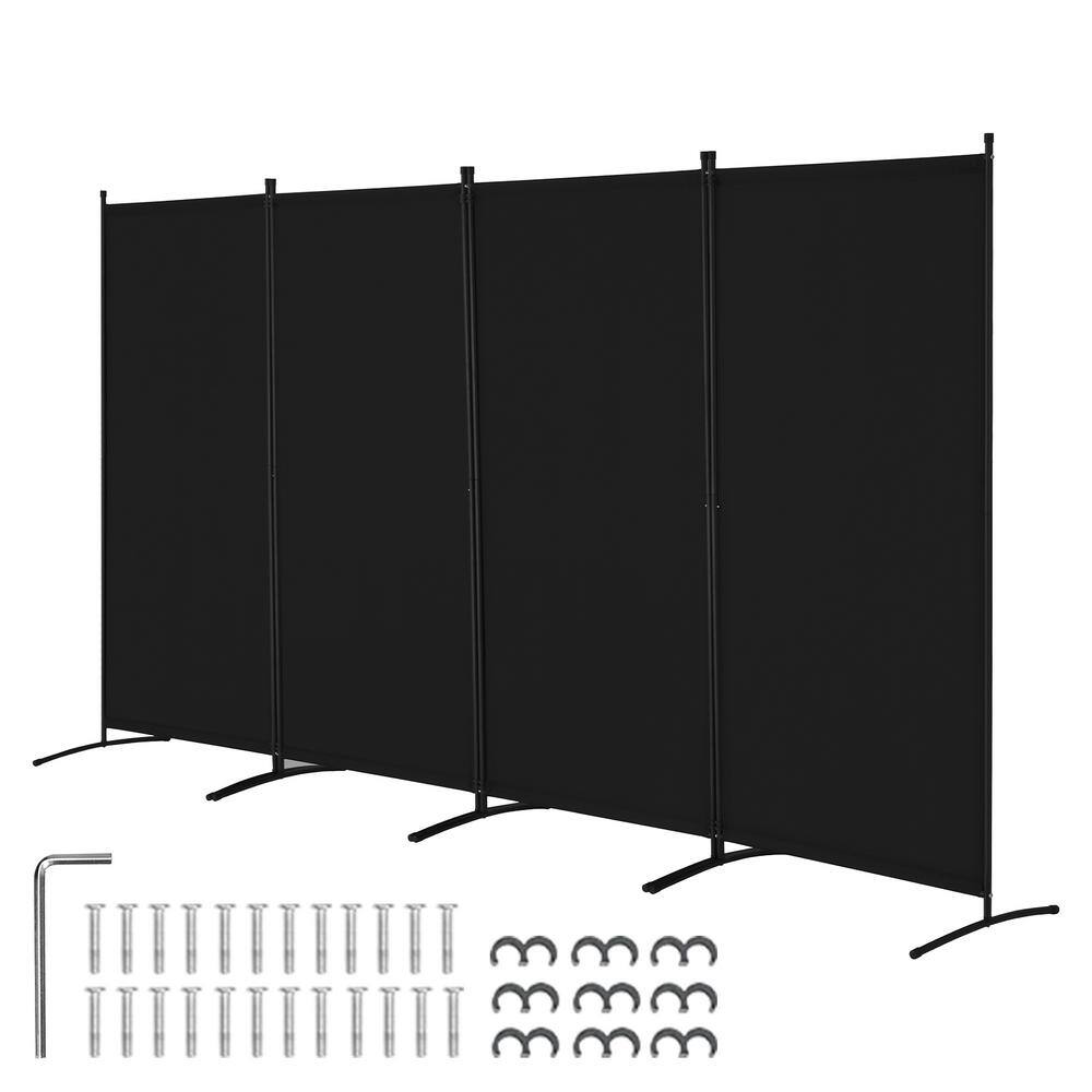 4-Panel Room Divider, Folding Privacy Screen, Portable Partition for Office, Bedroom & Study, Freestanding, Black