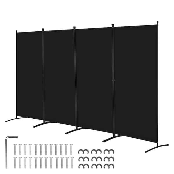 4-Panel Room Divider, Folding Privacy Screen, Portable Partition for Office, Bedroom, Freestanding Black Polywire