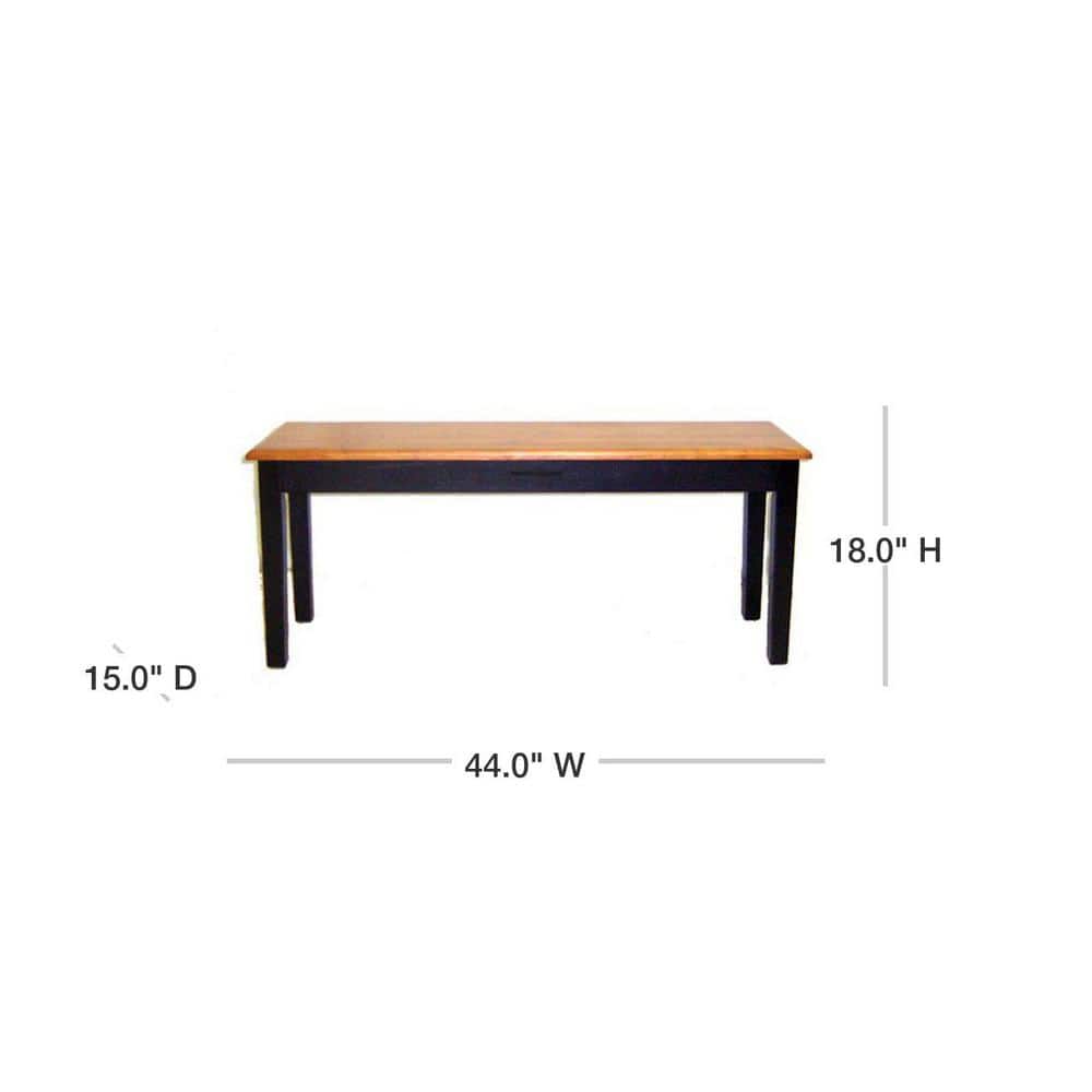 Black and Oak Solid Wood Dining Bench