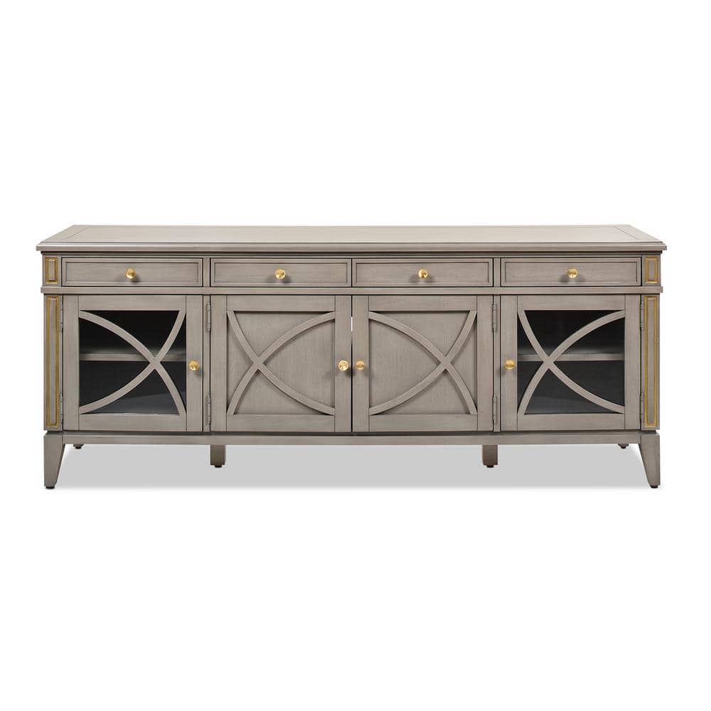 Dauphin 71" Glam Grey Cashmere TV Console with Gold Accents