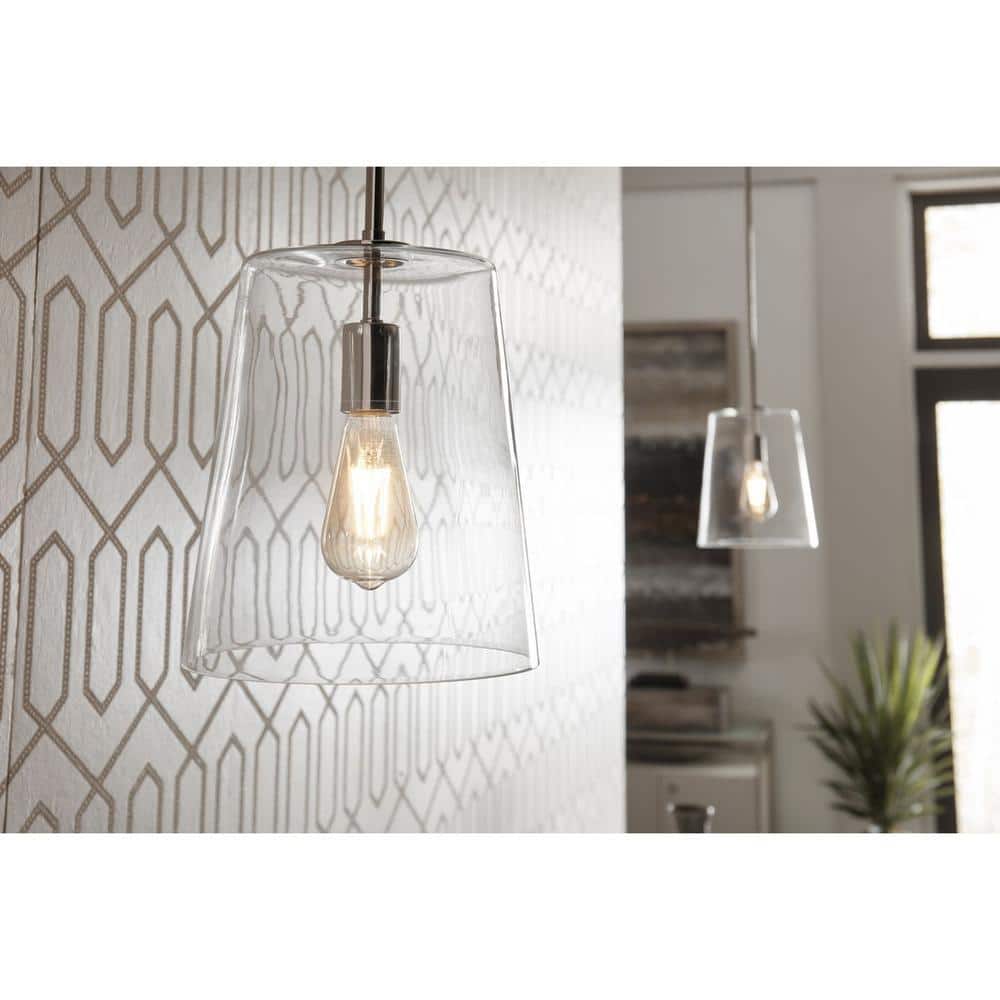 Sleek Coastal Brushed Nickel Pendant with Clear Glass Shade