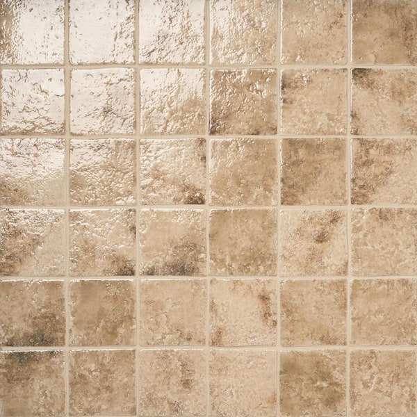 Elara Sand Beige 4.72 in. x 4.72 in. Glossy Textured Porcelain Floor and Wall Tile (4.48 Sq. Ft. / Case)