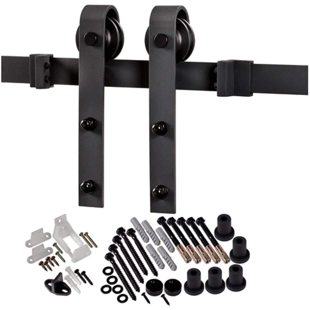Primed Black Solid Core Bi-Parting Barn Door Kit