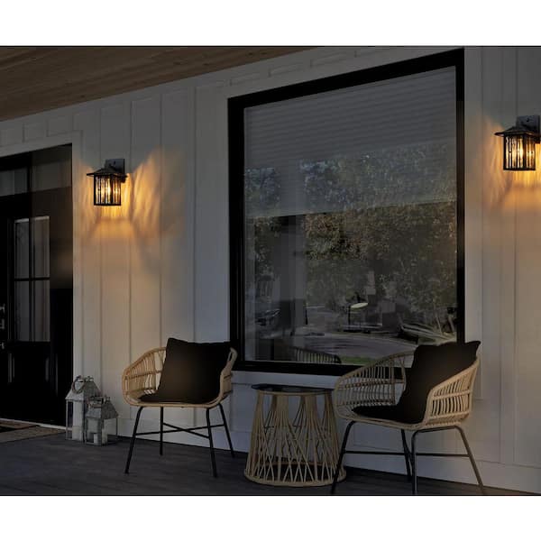 Oil Rubbed Bronze Outdoor Wall Lantern Sconce 10.5 in. with Motion Sensor, Dusk to Dawn, Hardwired, No Bulbs Included