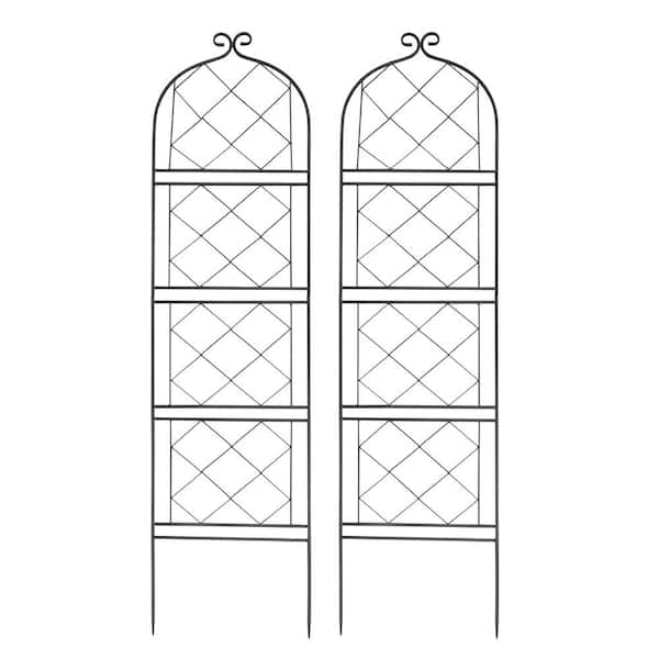 YIYIBYUS 60 in. Black Steel Heavy-Duty Standard Design Garden Climbing Plants Trellis (2-Pack)