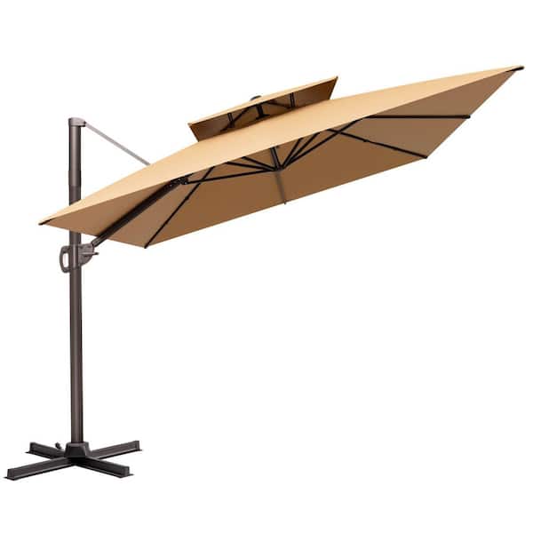 11 round offset patio umbrella with base GRAND Patio 11FT Cantilever Patio Umbrella with Base