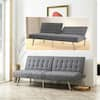 MAYKOOSH 68.5 In W Gray Tufted Split Back Futon Sofa Bed, Linen Couch ...