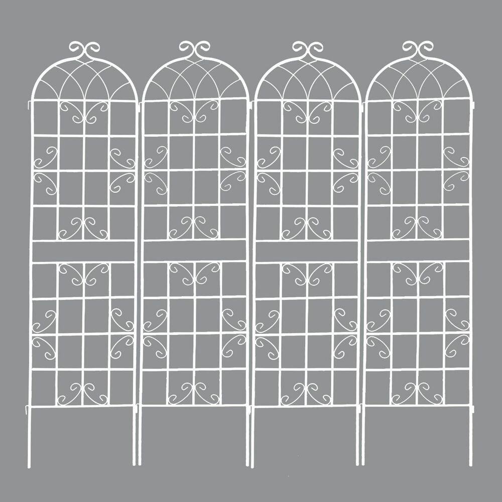 4 Pack Metal Garden Trellis 86.7 in. x 19.7 in. Rustproof Climbing Plant Su