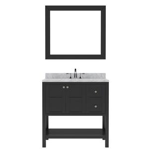 Winterfell 36 in. W x 22 in. D x 36 in. H Single Sink Bath Vanity in Espresso with Marble Top and Mirror