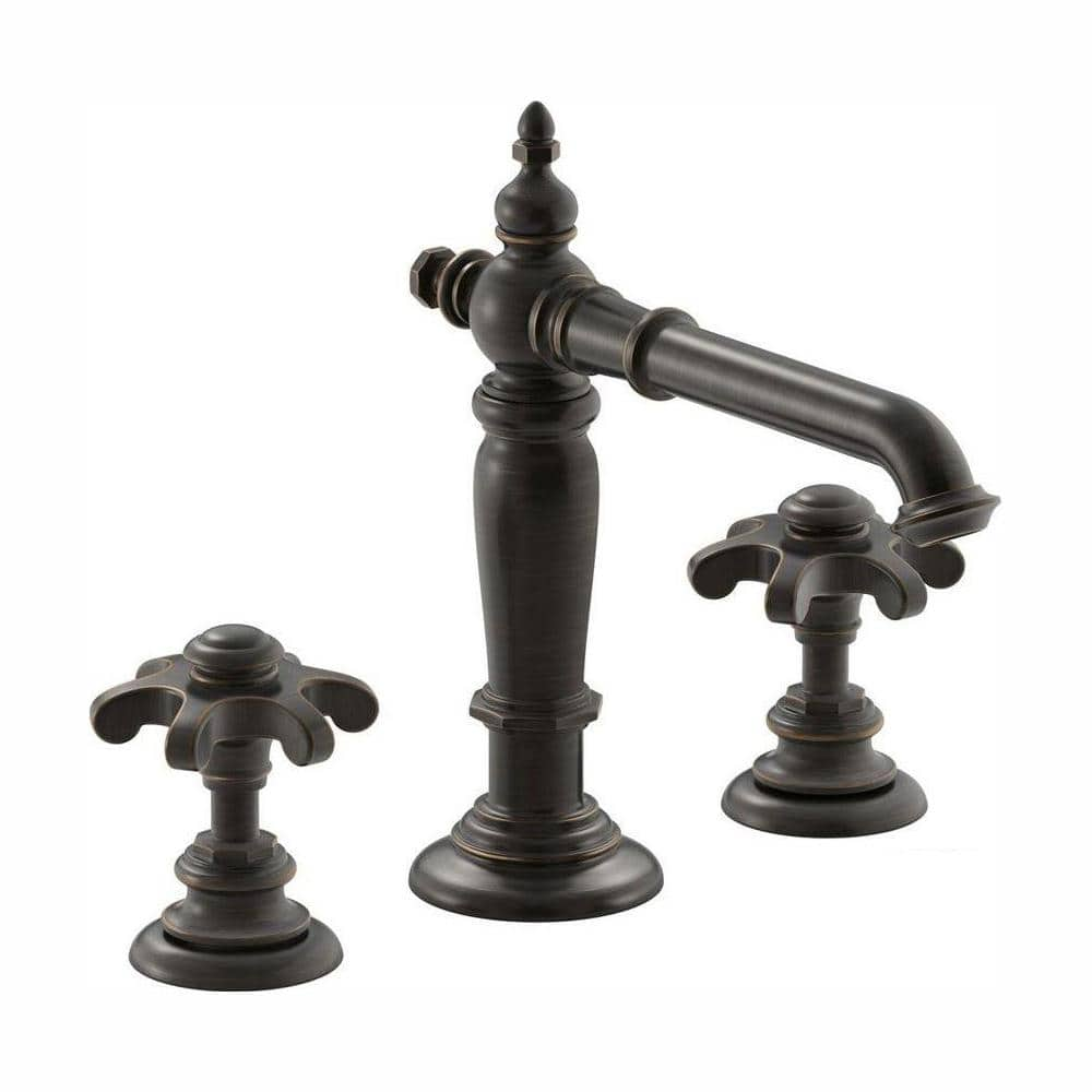 Kohler Artifacts 8 In Widespread 2 Handle Column Design Bathroom Faucet In Oil Rubbed Bronze