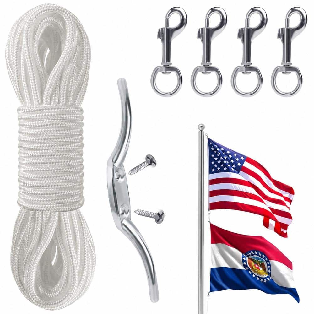 50 ft. Braided Polyester Flagpole Halyard Rope and Zinc Alloy Swivel Snap Clip Kit 6-Piece price history on PriceWatchPro