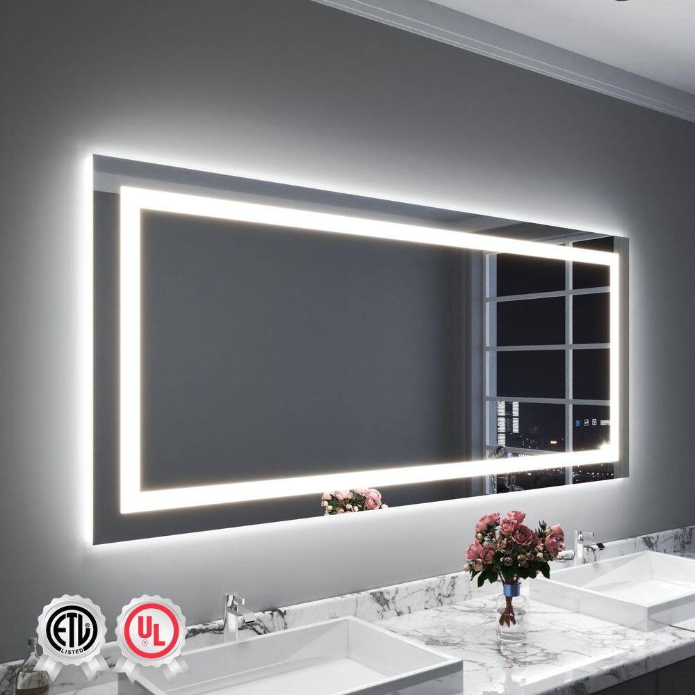 Super Bright 72 in. W x 32 in. H Rectangular Frameless Anti-Fog LED Wall Bathroom Vanity Mirror with Front Light price history on PriceWatchPro