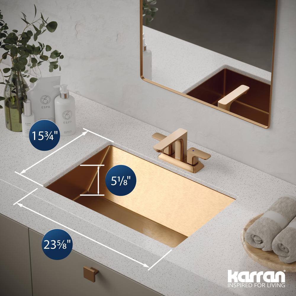 Karran 23.63'' Brushed Copper Stainless Steel Rectangular Undermount Sink