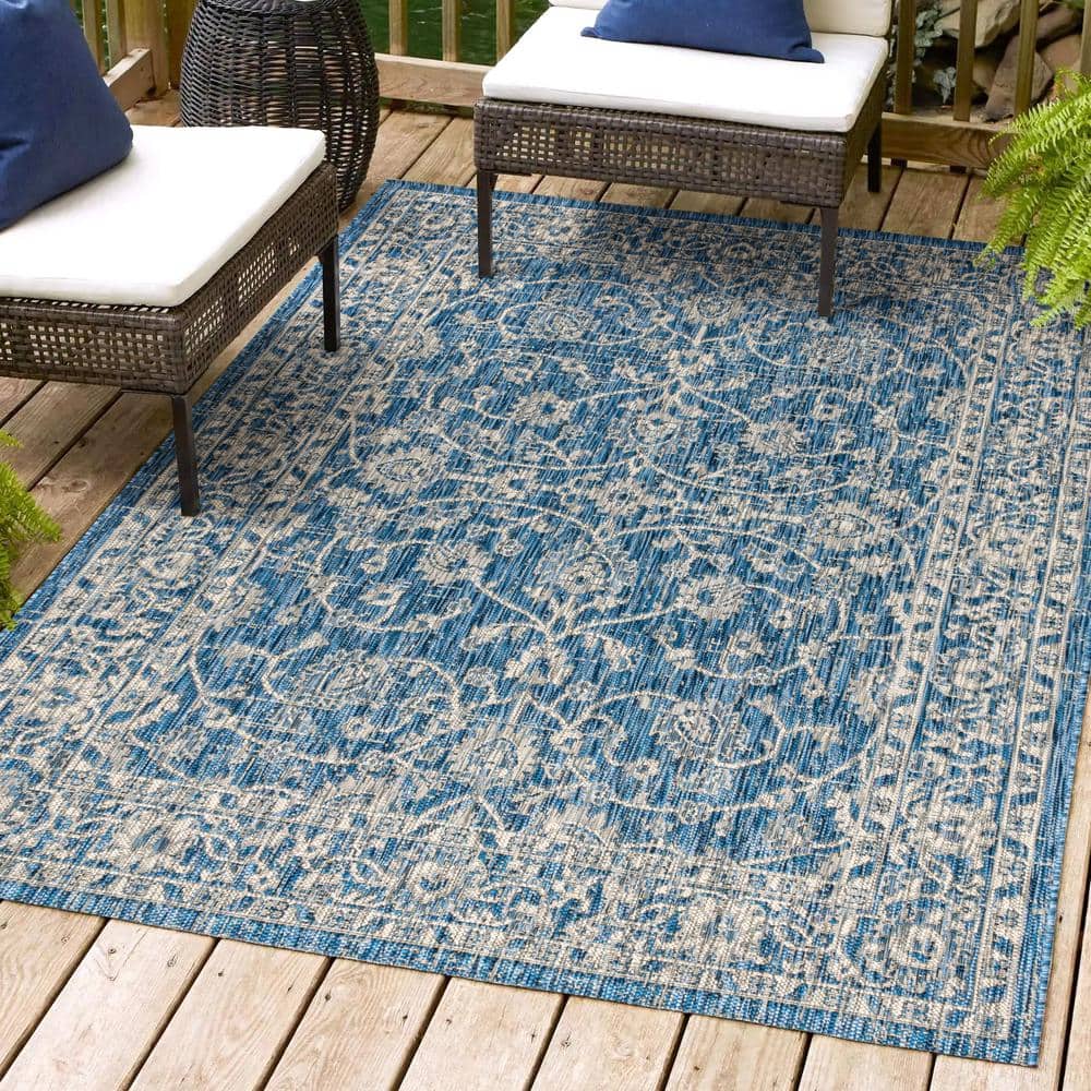 JONATHAN Y Palazzo Navy/Gray 9 ft. x 12 ft. Vine and Border Textured ...