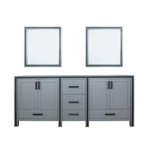 Ziva 80 in. W x 22 in. D Dark Grey Double Bath Vanity without Top and 30 in Mirrors