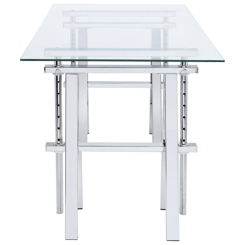 Contemporary Chrome-Finished Adjustable Glass Desk - 60"