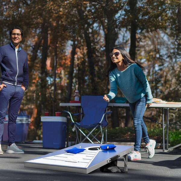 SKYSHALO Cornhole Set, 3x2 ft. Foldable Aluminum Boards with 8