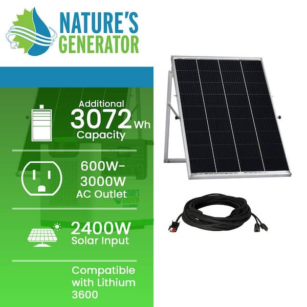 Lithium 3600-Push Button Start Solar Generator with 2 100-Watt Solar Panels