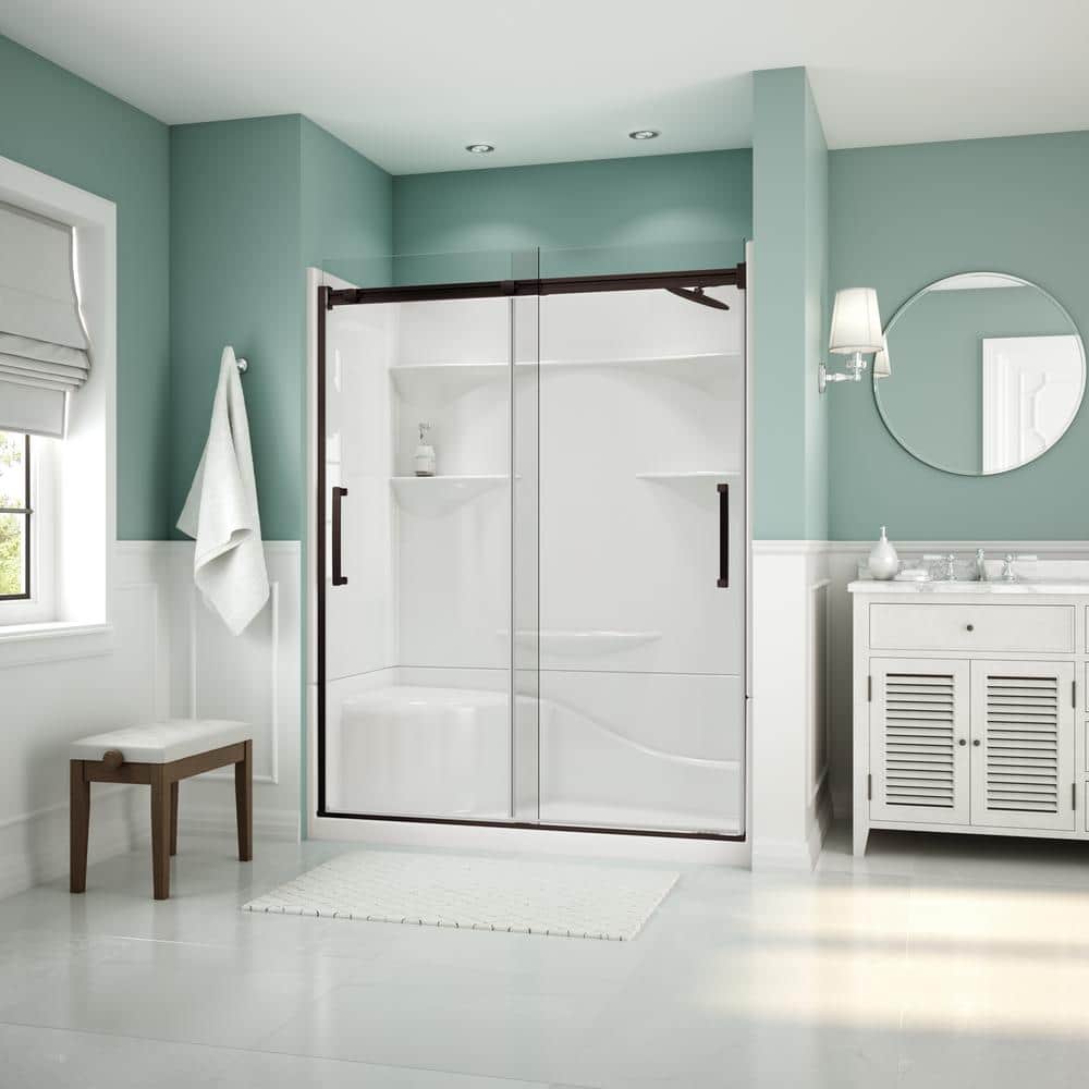 Coronado Acrylx 60 in. x 30 in. Single Threshold Right Drain Shower Kit in 