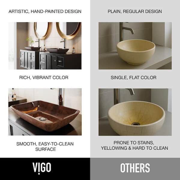 VIGO Donatello Artistic Rubywood Glass 18 in. L x 13 in. W x 4 in