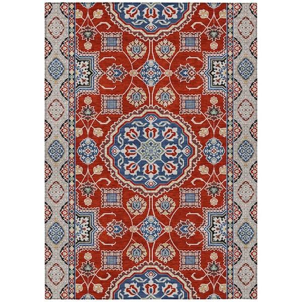 Chantille Machine Washable Indoor/Outdoor Abstract ACN2903 Red 5 ft. x 7 ft. 6 in. Area Rug