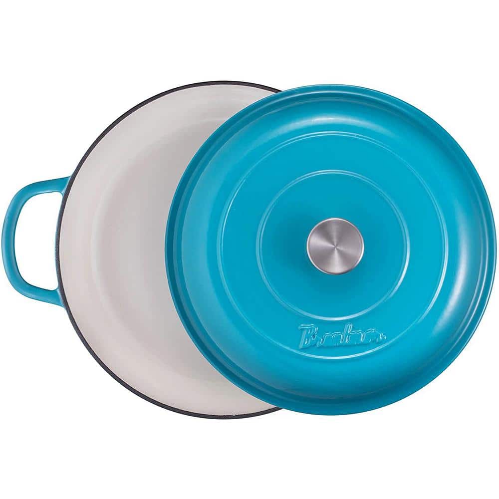 Dash of That® Enameled Cast Iron Braiser with Lid - Blue, 3.4 qt