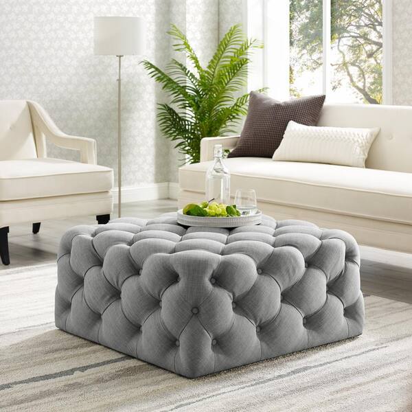 Inspired Home Lester Tail Table, Light Gray Ottoman Coffee Table