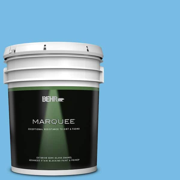 BEHR MARQUEE 5 gal. #550B-4 Costa Rica Blue Semi-Gloss Enamel Exterior Paint & Primer