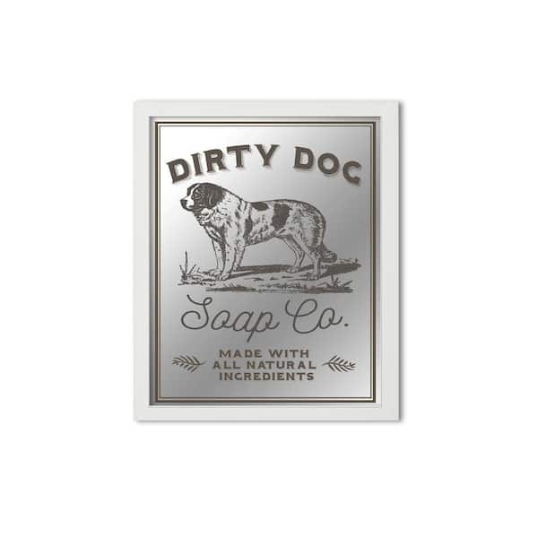 Stupell Industries Dirty Dog Soap Co. Vintage White Framed Mirror Design by Daphne Polselli 16 in. x 20 in.