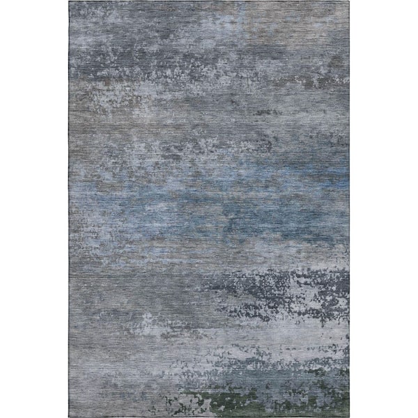 Mayfield Premium Machine Washable Abstract AMF2071 Pewter 5 ft. x 7 ft. 6 in. Area Rug
