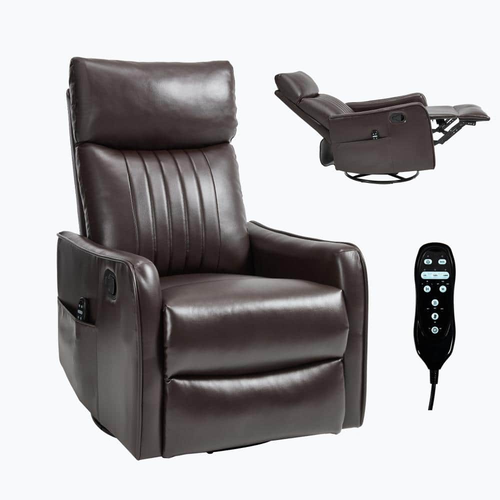 Brown Metal  Outdoor Faux Leather Heat Massage Manual Recliner Chair with Rocker and Swivel price history on PriceWatchPro