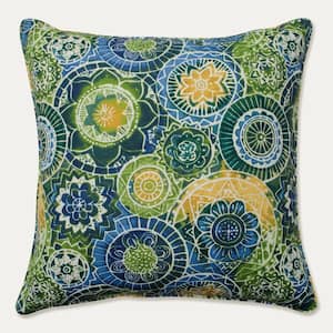 Blue Square Outdoor Square Throw Pillow