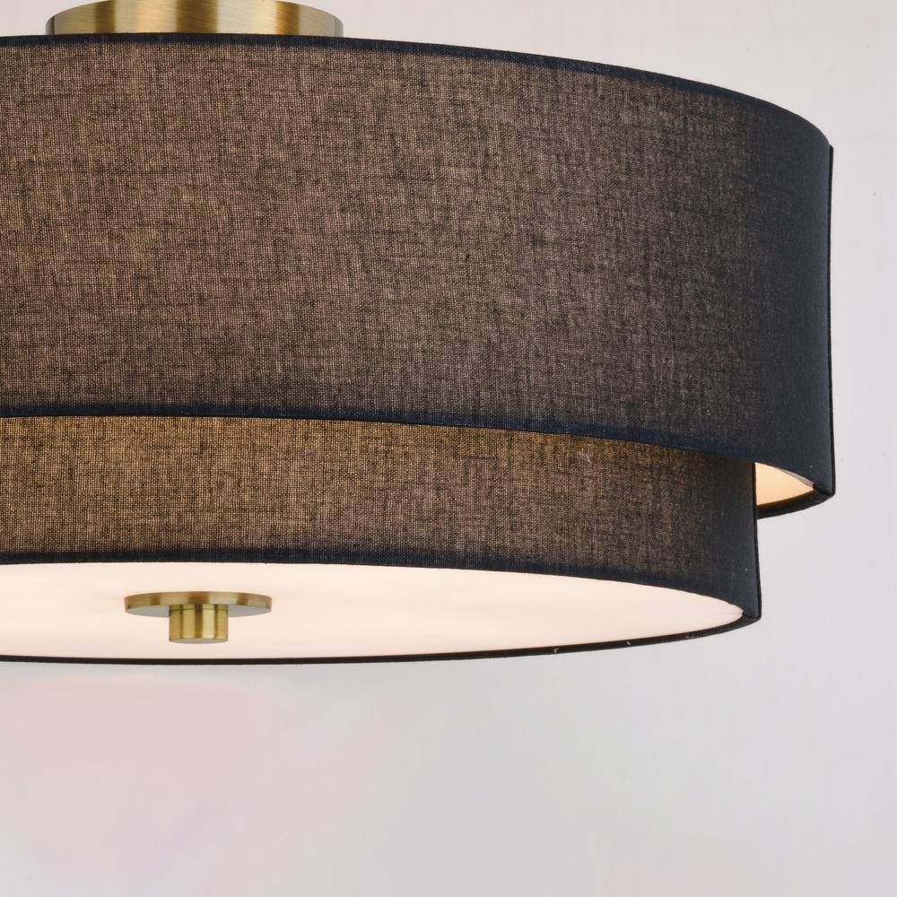 Burnaby 20.5'' Matte Brass and Black Linen Drum LED Ceiling Light