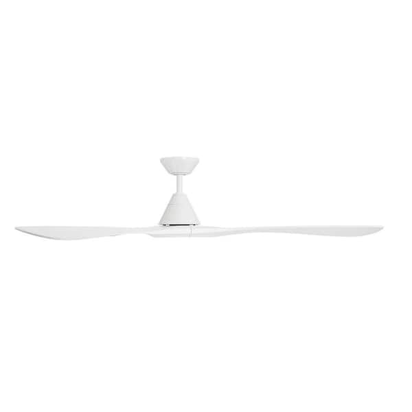 Carve 72 in. Smart Indoor/Outdoor Matte White Standard Ceiling Fan and Remote