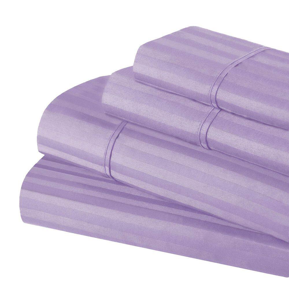 300 Thread Count 4-Piece Lavender Stripe Egyptian Cotton Split King Deep Pocket Bed Sheet Set price history on PriceWatchPro