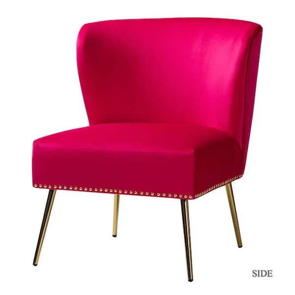 JAYDEN CREATION Basilio Fushia Accent Chair with Nailhead Trim