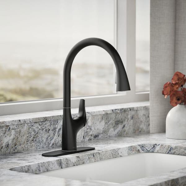 Trove Single Handle Pull Down Sprayer Kitchen Faucet in Matte Black