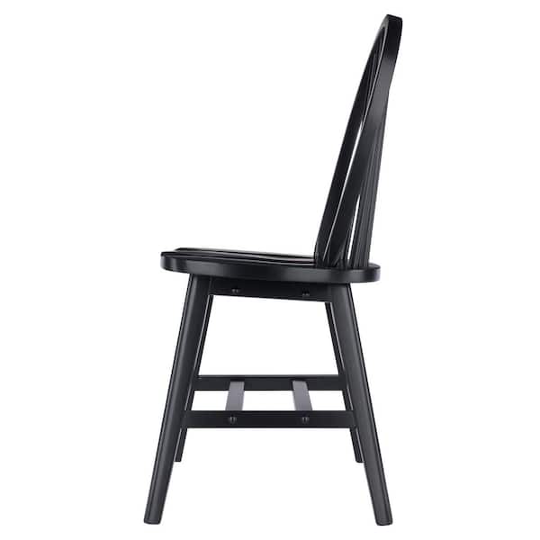 WINSOME WOOD Windsor Black Solid Wood Windsor Chair (Set of 2