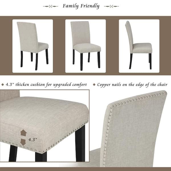 Harper & Bright Designs Faux Marble White 5-Piece Dining Set with Thick Cushion Chairs ST000040AAK