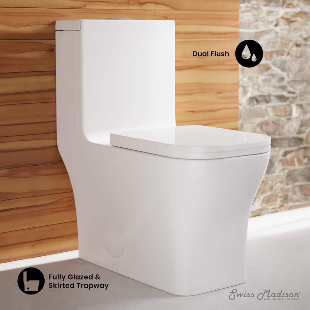 Elongated High-Efficiency Dual-Flush Free-Standing Toilet in White